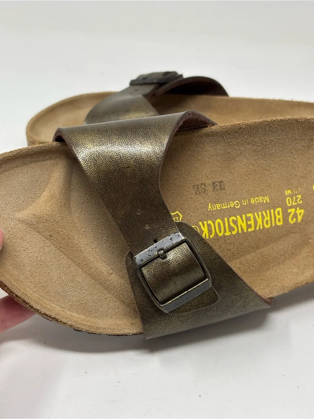 Birkenstock Madrid Birko-Flor bronze sandals size 42 (11-11.5) NWOT